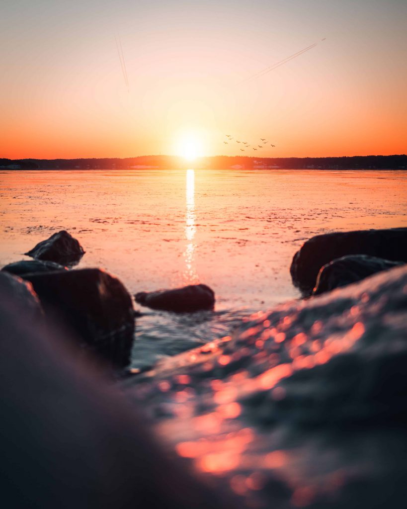 Sonnenuntergang bei Turku, Finnland